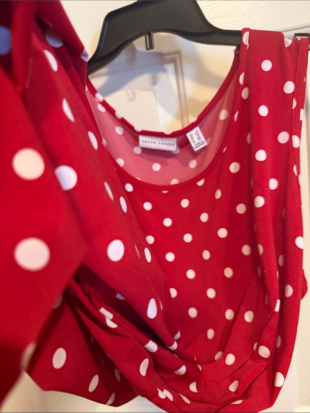 Susan Graver Red Polka Dot Sleeveless Swing Dress - Picture 13 of 13